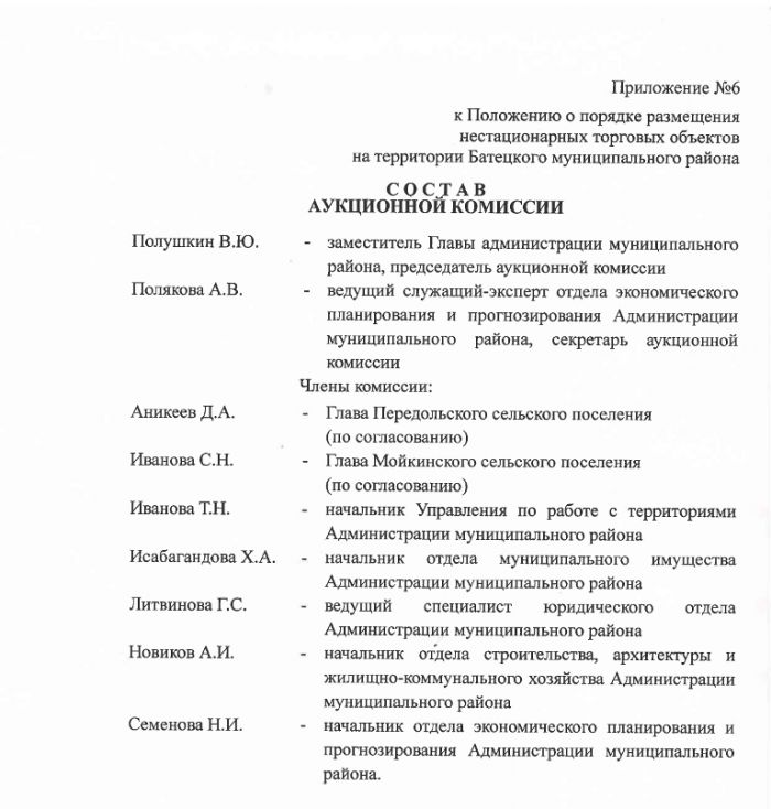 Проект постановления Администрации Батецкого муниципального района  "Об утверждении Положения о порядке размещения нестационарных торговых объектов на территории Батецкого муниципального района"