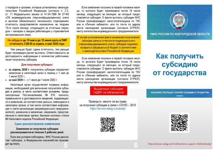  Информационные материалы о мерах по поддержке бизнеса, занятого в пострадавших от коронавируса областях