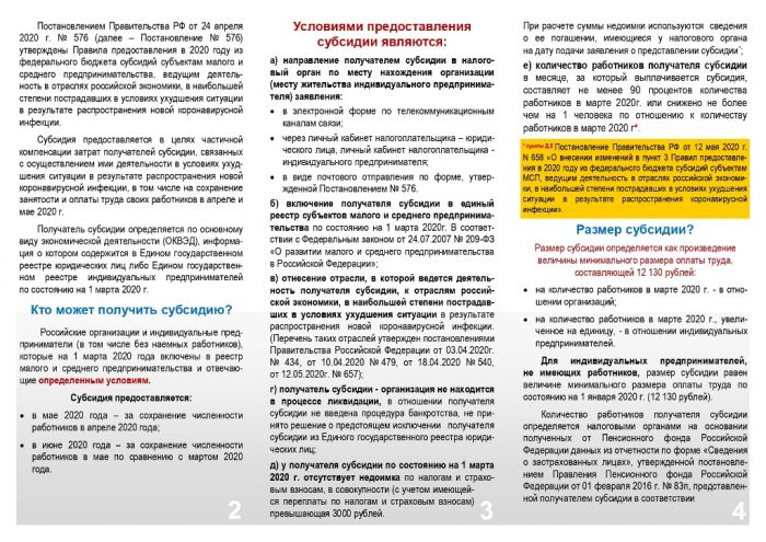  Информационные материалы о мерах по поддержке бизнеса, занятого в пострадавших от коронавируса областях